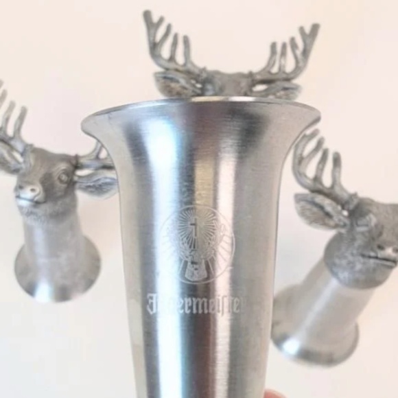 🦌 Vintage Jägermeister Stag Head Pewter Shot Glasses / Shooters - Set of 4 🦌 - Picture 4 of 8